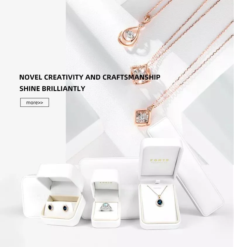 Forte Luxury Fashion Leather Jewelry Packaging Custom Logo Grey Color Jewellery Box
