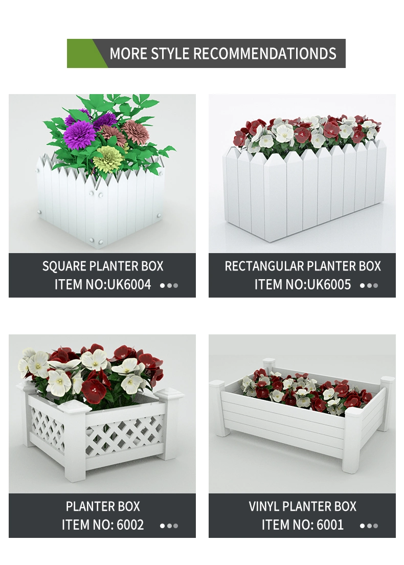 Easy to Assemble PVC White Plastic Square Planting Vegetables Flower Rectangular Vinyl Garden Box Planter Boxes Large Outdoor