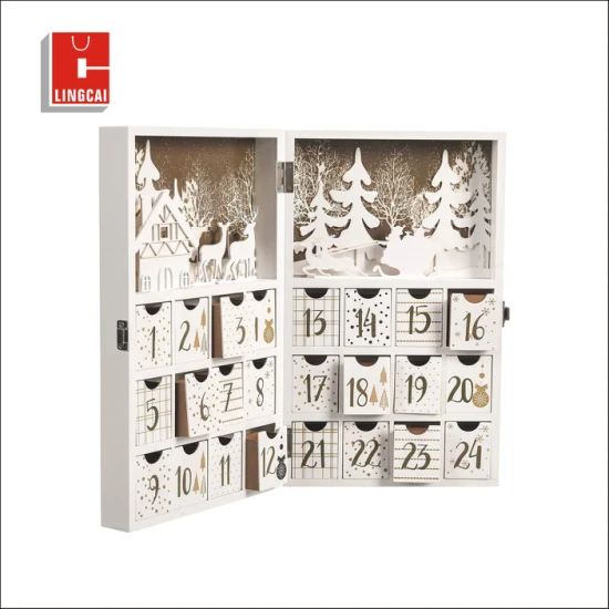 Caja de regalo de Navidad linda personalizada Caja de calendario de adviento para niños