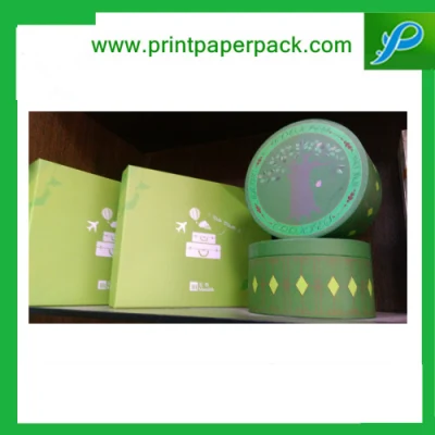 Caja de regalo de flores de papel de cartón redondo con sombrero impreso personalizado 2016