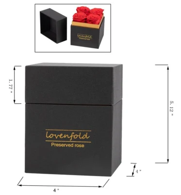 Caja de regalo de embalaje de cinta cuadrada de diseño personalizado con caja de flores romántica de alta calidad