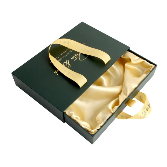 Caja de papel de regalo con cajón deslizante de lujo para embalaje de lencería con forro de satén