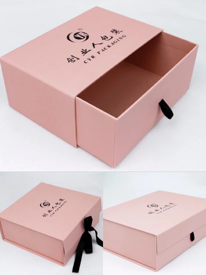 Sello de lámina personalizado Logotipo Diapositiva Presentación abierta Cinta de cartón Extraiga la caja del cajón del resbalón del regalo