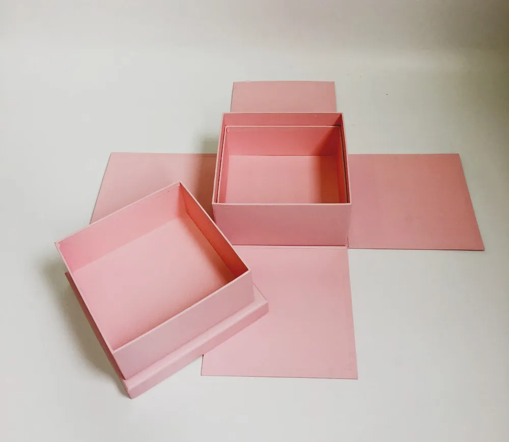 Caja de regalo de papel de embalaje de rosas cuadradas de flores con tapa