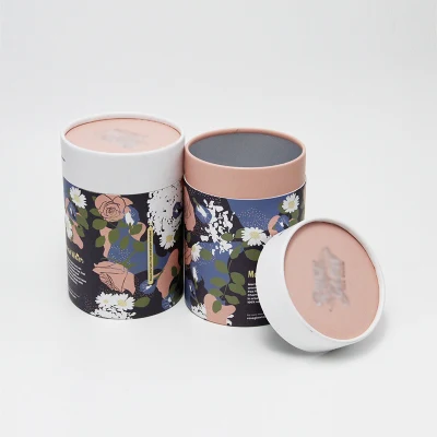 Cajas de regalo redondas personalizadas con tapa Papel Kraft Perfume Tubo en forma de vela Caja de tubo de papel de embalaje de cartón